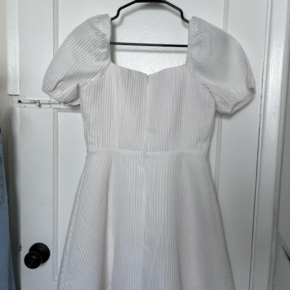 Lulus Cute Crush White Puff Sleeve Mini Skater Dress Small - Picture 3 of 10